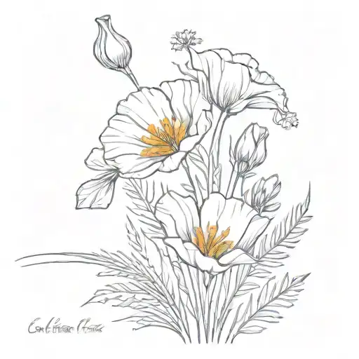 California Poppy And Sambaguita Jasmine Flowers