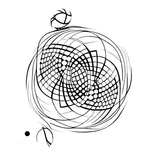 A Minimalist Design Of A Tennis Racket And Ball Intertwined With Animal Silhouettes