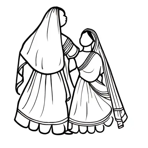 A Tattoo For Me And My Sister Wearing Saree Made Of Dupatta As Kids