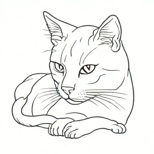 A Cat Without Ears Sitting