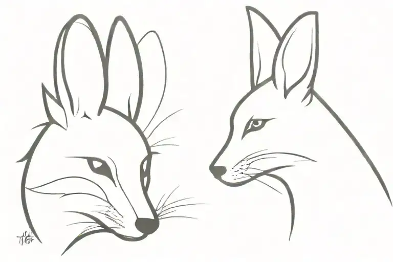 Simple Outline Of Fox Head Profile And Rabbit Head Profile