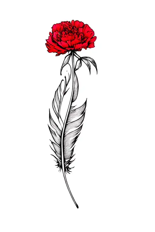 Feather Transforming Into Red Carnation Flower