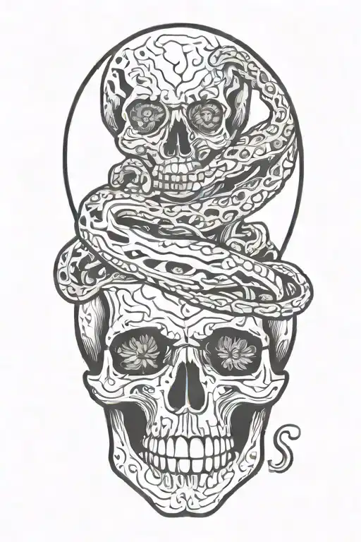 Serpeant Sitting On Skull