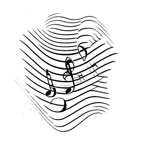 A Minimalist Tattoo Design Of A Music Note Morphing Into A Skateboard Ramp