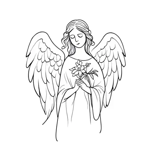 Simple Angel With Forget Me Not Flower Blooming