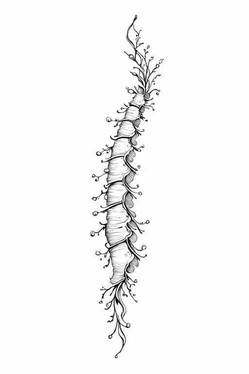 Dainty Ocean Themed Spine Tattoo Design