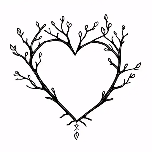 Heart Shaped Tree Branches That Extend Around To Create An Arm Bracelet With No Leaves