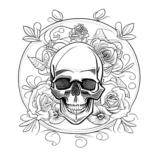 Simple Gothic Skull Flowers