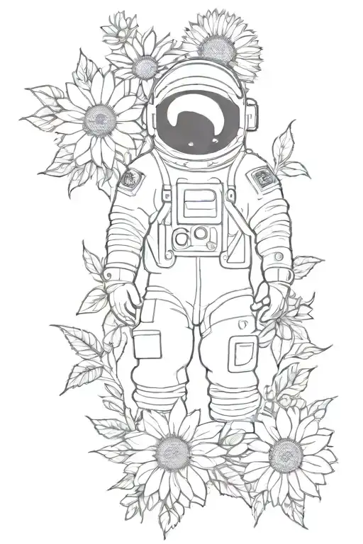 Daisies With Sunflowers And An Astronaut