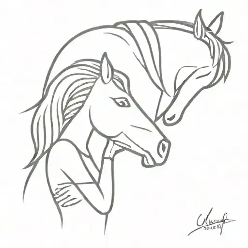 Horse And Girl Holding