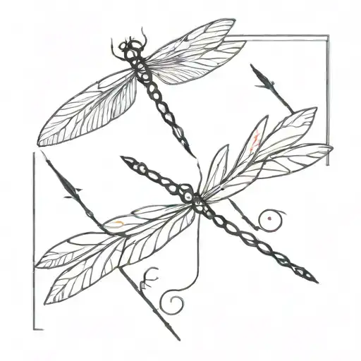 A Simplistic Tattoo Of A Dragonfly Incorporating An Arrow Into The Design Of The Body