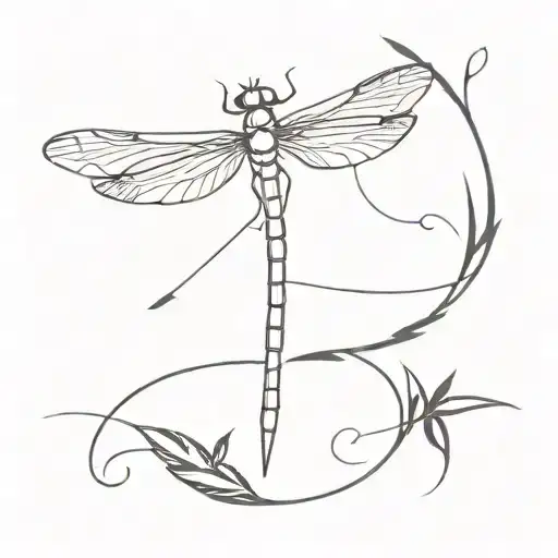 A Simplistic Tattoo Of A Dragonfly Incorporating An Arrow Into The Design Of The Body