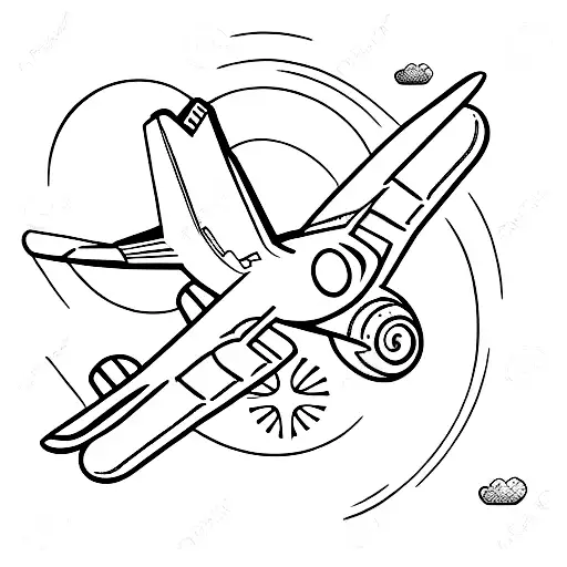 Travel Related Tattoo With Plane And Sea And Sun