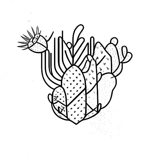 A Minimalist Tattoo Of A Cactus In The Shape Of Arizona With A Canyon In The Background