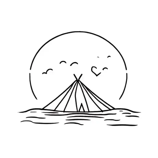 Tent Sardegna Island Shape One Line Minimalist