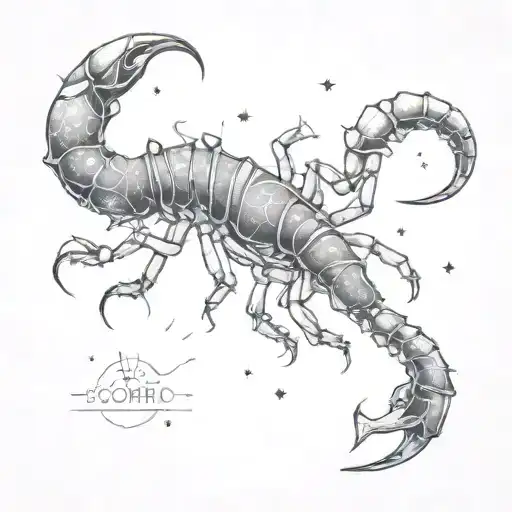 A Celestial-inspired Tattoo Design Incorporating The Scorpio Constellation And Elements Of Art
