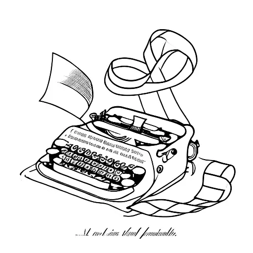 A Vintage Typewriter With A Film Strip Ribbon And A Line From A Favorite Poem