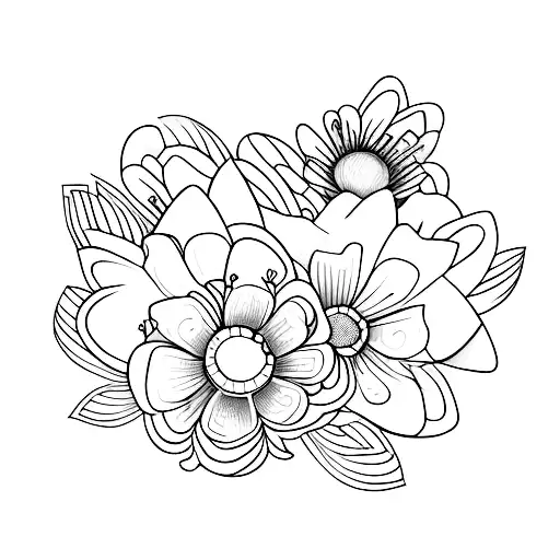 Flower And Vibes Tattoo Around The Sleeve With Two Butterflies And Ohne Ladybug