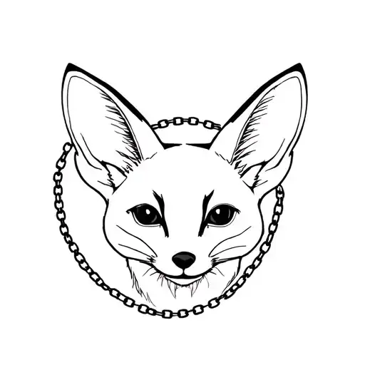 Fennec Fox Head Circled By A Chain