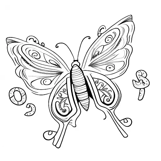Small Butterfly With The Number 2005 Drawn Into The Wing
