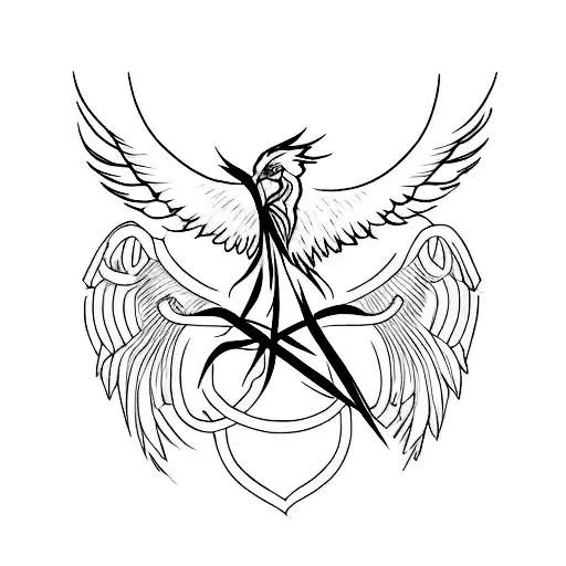 Phoenix With Breast Cancer Ribbon And Phrase Fight Like A Girl