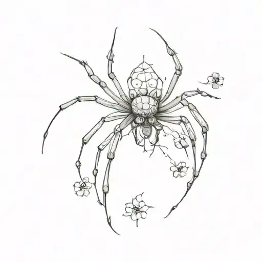 One Whole Spider With Little Flowers