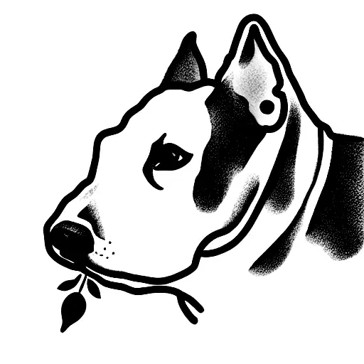 Bull Terrier W Flowers