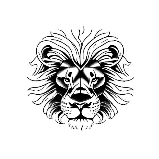 Lion Head Soothed With A Large Mane Master Of Nature