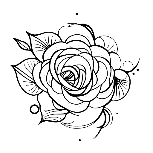 An Abstract Tattoo Featuring 11 Razones And A Bouquet Of Roses And Tulips