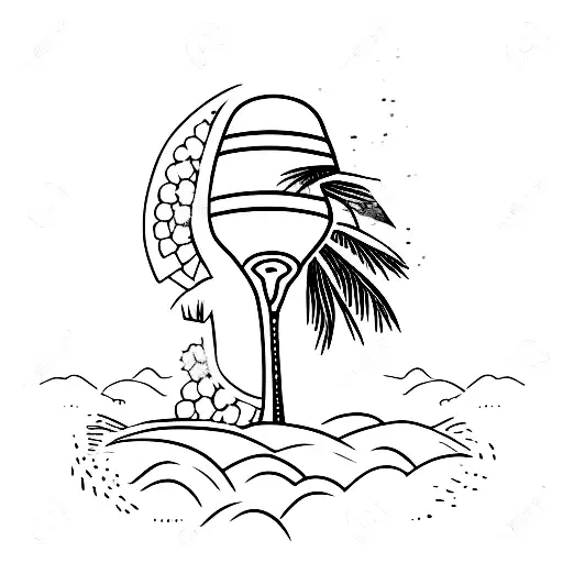A Delicate Palm Tree Silhouette With A Tiny Margarita Glass