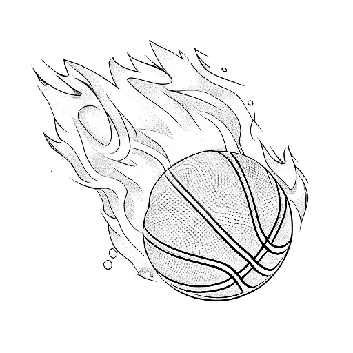 A Basketball Ball On Fire