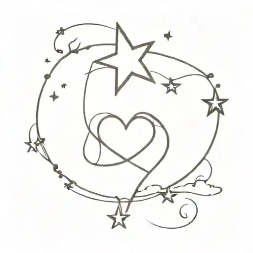 Piece Of Heart And A Star In Sky