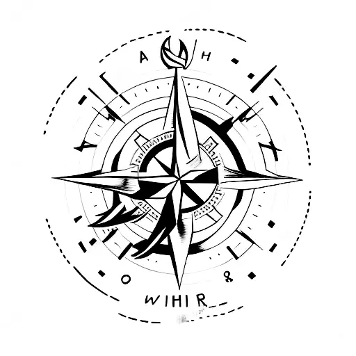 Mountains Wirh A River Inside Of A Compass Showing Freedom