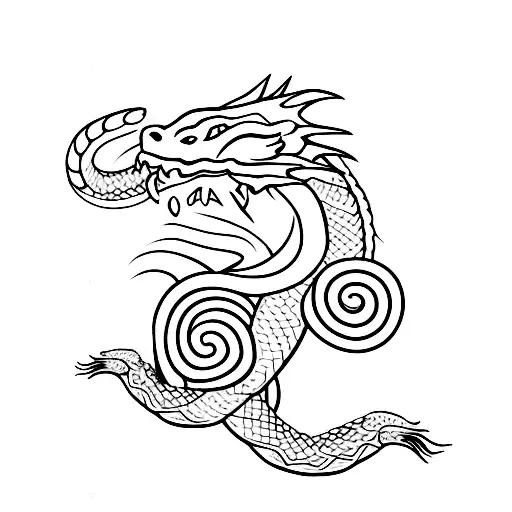 Dragon With Roses And Snake And Vines