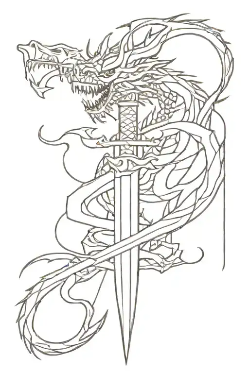 Sword With Dragon And Oni Mask Surrounded