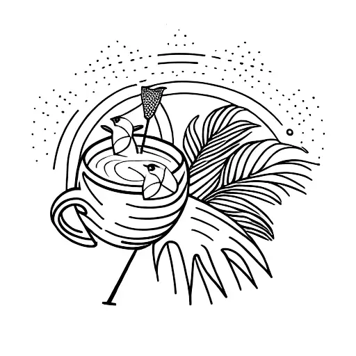 Tropical Cocktail With A Tiny Flamingo Umbrella