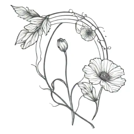 Witches Broom And A Fairy Wand Intertwined In A Bouquet Of Poppies