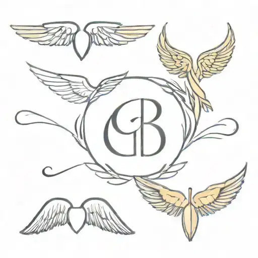 Simple Initials Agb With Angel Wings
