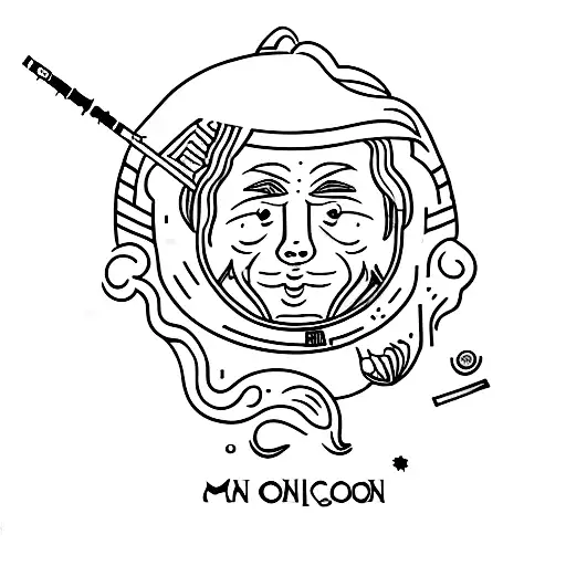 Man On The Moon Logo Smoking A Cigarette