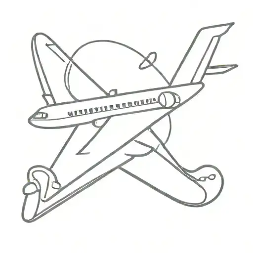 Airplane Outline With A Heart And Tm Initials Intertwined