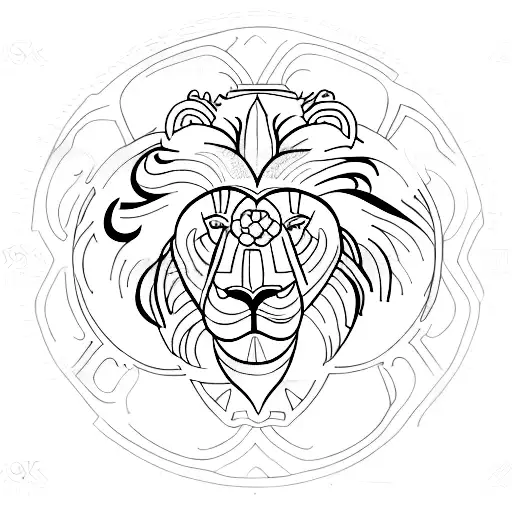 A Minimalist Tattoo Of A Lion And Ram Intertwined In A Yin Yang Symbol