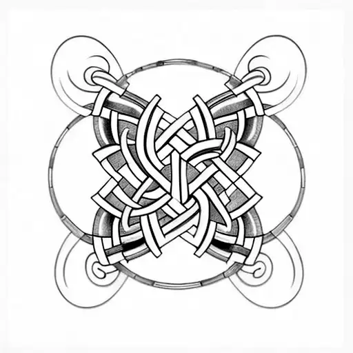 Bracelet Band Style Calf Tattoo With Endless Knot And Water And Fire Symbols