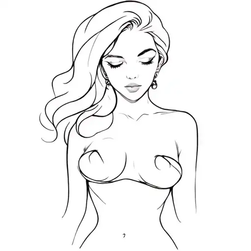 Sexy Women One Line Tattoo Design