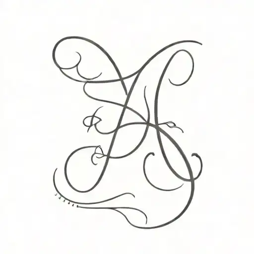 Letter A In Script Font Tattoo With Three Dates Around It