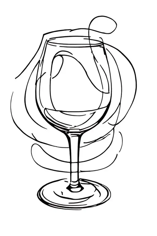 Wine Glass Surrounded By Line Work
