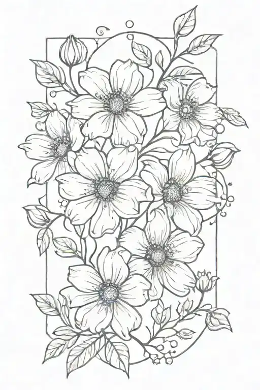 Flower And Vines With Sandelwood Cosmos