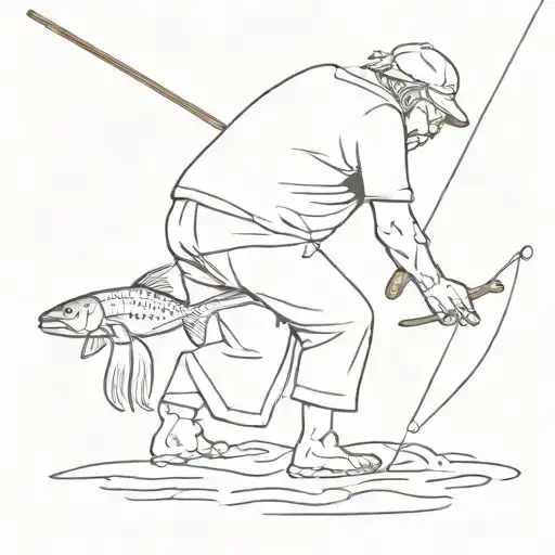Old Man Fishing From Behind