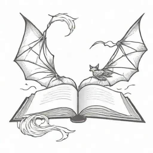 Open Book And Bat Wings