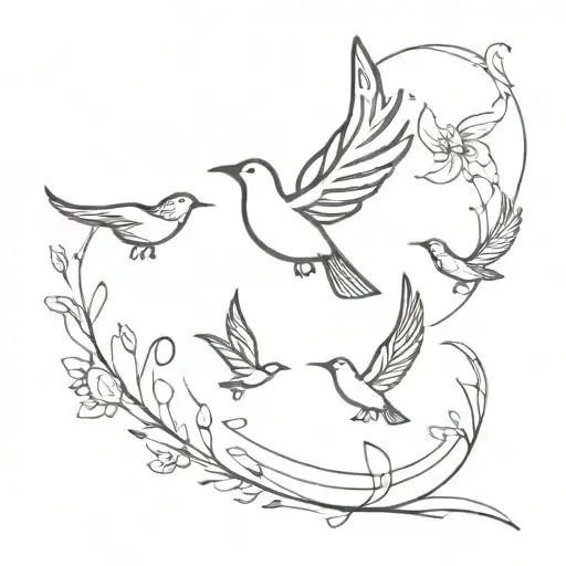 Dainty Mandala Birds Flying