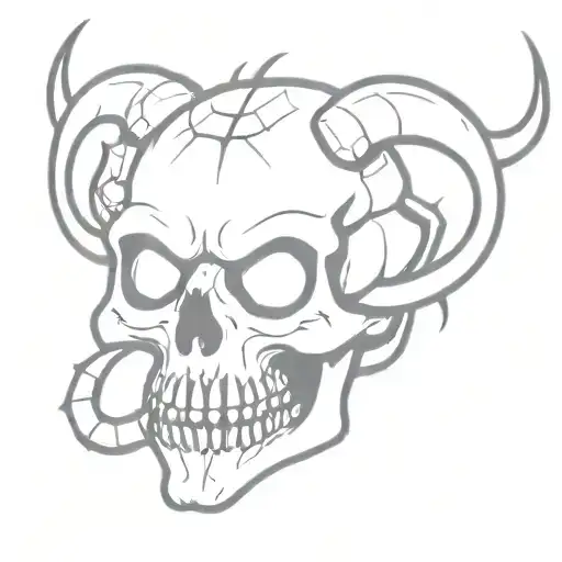 Skull Spider Line Art